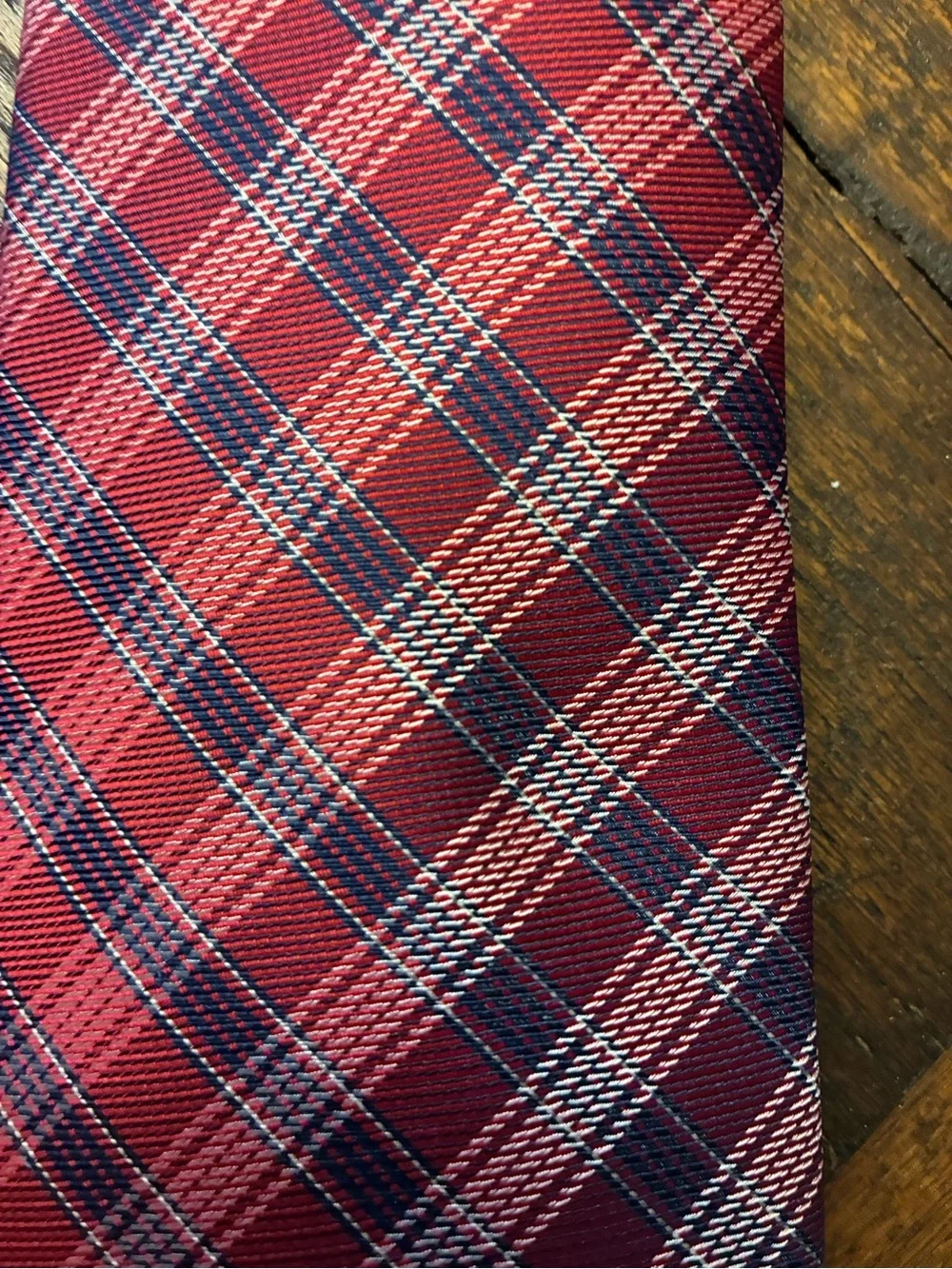 Club Room Red and Navy Plaid Men's Tie